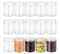 BELLE VOUS Lot de 15 Pot Plastique avec Couvercle Transparent - 240 ml - Boîtes Rondes Vides et Réutilisables Sans BPA - Boite pour Slim, Épices, Nourriture, Fruits, Assaisonnement et Voyage
