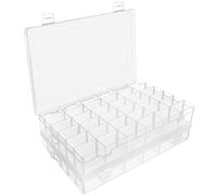 BELLE VOUS Lot de 2 Boite Compartiment Plastique Transparent - 27,3 x 17,6 x 4,3 cm - Boite Plastique Rangement avec 36 Compartiments Ajustables - Boite Rangement Bijoux, Perles & Artisanat