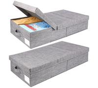 BELLE VOUS (Lot de 2 Boîte de Rangement Dessous de Lit Pliable avec Poignées - Sac Rangement Sous Lit, Placard ou Armoire - Bac Rangement Vetement, Chaussures, Couettes, Couvertures & Literie