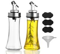 BELLE VOUS Lot de 2 Bouteilles Huile d’Olive - Huiliers et Vinaigriers 200ml - Distributeur Huile Olive et Vinaigre de Cuisine - Bouteille en Verre - Doseur Vinaigrette - Bec Verseur