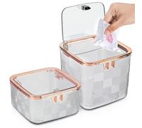 BELLE VOUS Lot de 2 Petites Poubelles de Bureau avec Couvercle - Mini Poubelle en Plastique 1,4L et 2,2L - Petite Poubelle de Table - Cuisine - Chambre - Salle de Bain - Toilette