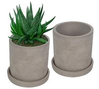 BELLE VOUS Lot de 2 Pots de Fleurs d'intérieur avec Trou de Drainage et Soucoupe Amovible pour la Maison, Les Cadeaux, Les Bureaux et Les fenêtres 10 cm
