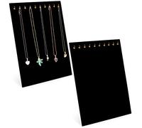 BELLE VOUS - Lot de 2 Presentoirs Bijoux et Colliers en Velours Noir - Porte-Collier avec 10 Crochets - Pour Colliers, Boucles d'Oreilles Pendantes & Autres Accessoires