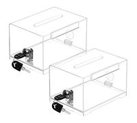 Belle Vous Lot de 2 Urne Transparente Plexi en Plastique avec Verrou - Boite a Suggestions de L 11,5 x l 16 x H 10 cm - Urne de Vote, Urne Election, Urne Tirage au Sort, Carte de Visite, Concours