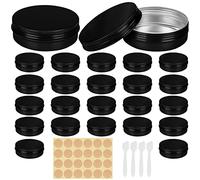 Belle Vous Lot de 24 114 ml Petite Boite Metal Ronde en Aluminium - Petit Pot Noir avec Couvercle Vissé - Pour Voyage, Cosmétiques, Bonbons, DIY, Baume à Lèvres et Échantillons