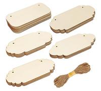 Belle Vous Lot de 24 Plaques en Bois Brut Non Fini Assorties - Découpes Artisanales en Contreplaqué avec Corde de Suspension - Idéal pour Travaux Manuels, Pyrogravure, Décoration, Mariages, Peinture