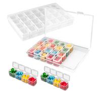 BELLE VOUS Lot de 2x Boite Diamond Painting Rangement - 28 Minis Boites/Compartiments & Autocollants - Boites en Plastique Transparente - Boite Rangement Perles, Artisanat, Broderie, Bijoux & Strass
