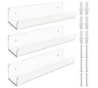 BELLE VOUS Lot de 3 Etagere Murale Transparente - Étagère Flottante Murale Décorative en Acrylique pour Salon, Chambre, Cuisine, Salle de Bain et Bureau - Petite Etagere Murale et Présentoir