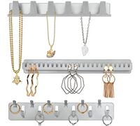 BELLE VOUS (Lot de 3 Porte Bijoux en Metal - Crochet Mural Adhesif et Patère - Rangement Bijoux Mural à Suspendre - Porte Colliers, Bagues, Bracelets & Boucles d’Oreilles