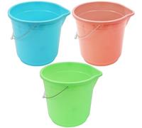 Belle Vous Lot de 3 Sceaux Plastique avec Poignées & Becs - Seau Menage de 11 l - Seau Macon de Remplissage d’Eau, Construction, Mélange de Ciment, Jardinage & Ménage