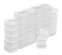 BELLE VOUS Lot de 36 Petite Boite de Rangement Plastique Transparent avec Couvercle Rabattable - L 3,5 x l 3,5 x H 2 cm - Mini Boite Plastique pour Médicaments, Perles, Bijoux & Matériel Bricolage