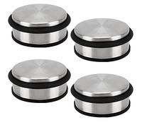 Belle Vous (Lot de 4) Bloc Porte Sol en Acier Inoxydable Chromé - 10cm x 1,20 kg - Stop Porte Antidérapant et Résistant avec Anneaux Protecteurs en Caoutchouc - Pour Portes de Maison, École & Bureau