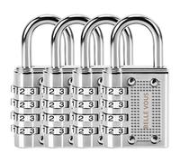 Belle Vous (Lot de 4) Cadenas Code 4 Chiffres Argent - 4,1 x 1,4 x 8 cm - Cadenas Exterieur/Interieur de Sécurité Résistant et Imperméable Cadenas Casier de Gym et d’Ecole, Clôture et Portails