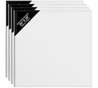 Belle Vous Lot de 4 Toile a Peindre - 50 x 50 cm - Toile Vierge Pré-Étirée - Idéales pour la Peinture à l’Huile, Acrylique et pour le Dessin et Croquis