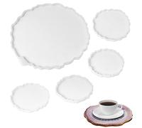 Belle Vous (Lot de 5) Moule Plateau Resine Epoxy- Moulle Silicone Resine Epoxy pour Fabrication de Sous-Verres et Plateaux en Fausse Agate - Moule Géode pour Création Artisanale, Déco & Bijoux