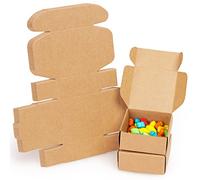 Belle Vous (Lot de 50) Boite Cadeau Marron - Boite Papier Kraft Carrée de 5,6 x 5,6 x 2,5 cm - Boite Carton Emballage Cadeau Facile à Assembler pour Fêtes, Anniversaires, Mariages