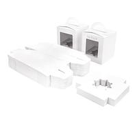 BELLE VOUS Lot de 50 Boite Papier Kraft Blanche avec Fenêtre et Poignée - Boite Gateau 9,39 x 9,39 x 10,66 cm - Boite Pâtisserie pour Cookies, Cupcakes, Pâtisserie et Tarte - Emballage à Emporter