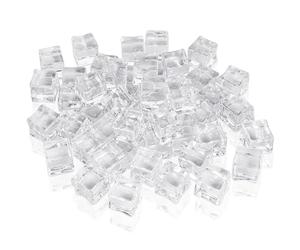 Belle Vous Lot de 50 Faux Glaçons Transparents - Glaçons en Acrylique 20mm - Glaçons Artificiels en Plastique pour la Maison - Mariage - Décorations - Accessoires de Photographie