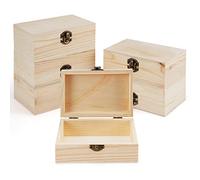 Belle Vous (Lot de 6) Boite Rangement Bois Brut avec Couvercle à Charnière - 15,2 x 10 x 6 cm - Boîte de Rangement Bois Décorative - Rangement pour Bijoux, Bibelots, Souvenirs et Artisanat