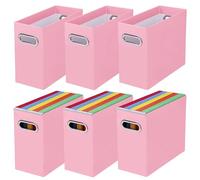 Belle Vous Lot de 6 Boîtes de Rangement pour Dossiers en Carton Rose - Boite Porte Documents Décorative Pliable pour la Maison et le Bureau - Boîte Document et Papier Administratif