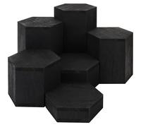 BELLE VOUS (Lot de 6 Cube en Bois Noir Hexagonal - Presentoir Produit pour Étagères et Comptoirs - Socle en Bois à Plusieurs Niveaux pour Bijoux, Magasins, Figurines, Cupcakes et Desserts