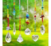 Belle Vous Lot de 6 décorations chakra en cristal à suspendre 18-22 cm Attrape-soleil/Rainbow Maker Pendentifs Colorés Chandelier Prismes en verre pour la maison, le bureau ou le jardin