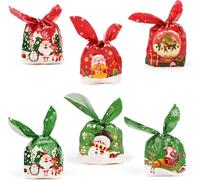 Belle Vous Lot De 60 Sacs Cadeaux De Noël - Sac Cadeau À Motifs De Noel - Pochette Emballage - Petit Pochon Sans Tissu - Pour Friandises Et Petits Cadeaux