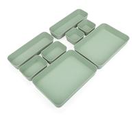 Belle Vous Lot de 8 plateaux de rangement de tiroir en plastique pour salle de bain, bureau, chambre à coucher ou cuisine - Boîtes de rangement pour maquillage, bijoux et ustensiles - Vert
