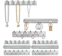 BELLE VOUS (Lot de 9 Porte Bijoux en Metal - Crochet Mural Adhesif & Patère - Rangement Bijoux Mural à Suspendre - Porte Colliers, Bagues, Bracelets & Boucles d’Oreilles