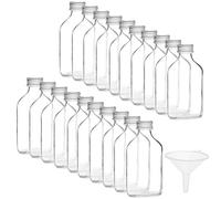 BELLE VOUS Mini Bouteille 100 ml avec Bouchon Argent et Entonnoirs (Lot de 20) - Bouteilles Miniatures Vides pour Mariages et Fêtes - Mignonettes Alcool, Schnaps, Whisky, Shooters et Spiritueux