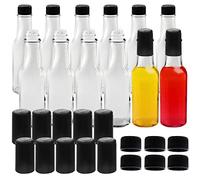 BELLE VOUS Mini Bouteille Verre Transparente Sauce Piquante (Lot de 12) - 150 ml - Petites Bouteilles en Verre avec Bouchons et Capsules Thermorétractables pour Huile, Liqueur, Vinaigre & Vinaigrette