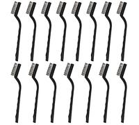 Belle Vous Mini Brosse Métallique (Lot de 15) - Brosse Acier Inoxydable avec Manche Incurvé & Trou d’Accroche - Brosse Fer pour Nettoyer Four, Évier, Travail du Métal, Soudure, Rouille & Poussière