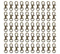 Belle Vous Mini Mousqueton Porte Clé Pivotant en Bronze (Lot de 50) - 33 mm de Long - Crochet Porte Clé Premium - Crochet pour Anneaux, Fermetures, Créations Artisanales, Bijoux, Chaînes & Porte-Clés