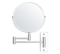 BELLE VOUS Miroir Grossissant Mural Extensible et Pivotant à 360° - Grossissement x5 - 22 x 20,7 cm - Mirroir Murales Salle de Bain Double Face en Acier Inoxydable pour Maquillage et Rasage