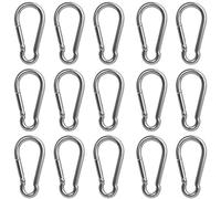 BELLE VOUS Mousqueton Acier Inoxydable à Ressort M4 (Lot de 15) - 4 cm - Crochet Mousqueton Polyvalent Intérieur/Extérieur pour Porte-Clés, Camping, Pêche et Accessoires de Randonnée