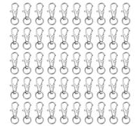 Belle Vous Mousqueton Porte Clé Pivotant Métal Argent (Lot de 50) - 33 mm de Long - Crochet Porte Clé Premium - Crochet pour Anneaux, Fermetures, Créations Artisanales, Bijoux, Chaînes et Porte-Clés
