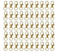 Belle Vous Mousqueton Porte Clé Pivotant Métal Doré (Lot de 50) - 33 mm de Long - Crochet Porte Clé Premium - Crochet pour Anneaux, Fermetures, Créations Artisanales, Bijoux, Chaînes et Porte-Clés