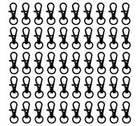 Belle Vous Mousqueton Porte Clé Pivotant Métal Noir (Lot de 50) - 33 mm de Long - Crochet Porte Clé Premium - Crochet pour Anneaux, Fermetures, Créations Artisanales, Bijoux, Chaînes et Porte-Clés