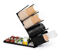 BELLE VOUS Organisateur de Bar à Café - Porte Tasse et Gobelet de Cafe et The - Rangement pour Mug Café et Thé - Range Dosette Capsule Touillette - Distributeur de Gobelets Maison