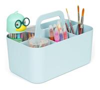 Belle Vous Organisateur de Bureau en Plastique avec Poignée - Panier de Rangement Cuisine Empilable avec Séparateur Ajustable - Caisse pour Rangement de Produits Sous Evier