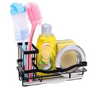 BELLE VOUS Organisateur Évier en Fer Noir - Range Éponge/Torchon Inoxydable - Rangement Cuisine à Séchage Rapide pour Accessoires de Vaisselle - Support Éponge pour Sdb