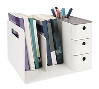 BELLE VOUS Organiseur Bureau Blanc Avec 3 Tiroirs - Rangement Stylo en Plastique PP Pour Dossiers, Livres, Papeterie & Autres Accessoires