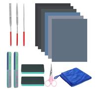 BELLE VOUS Outils pour Polir Resine Epoxy (15 Pièces) - Kit Débutant avec des Blocs et Outils de Limage, Papiers de Ponçage, Tissu et Ciseaux - Pour Creation Bijoux