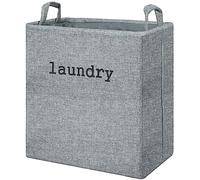 BELLE VOUS Panier à Linge Pliable en Tissu - Bac Linge Sale 35 L avec Poignées de Transport - Corbeille Linge Sale Portable pour Chambre, Salle de Bain ou Buanderie - Gris