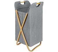 Belle Vous Panier à Linge Pliable en Tissu - Bac Linge Sale 60 L avec Poignées de Transport & Structure en Bambou - Corbeille Linge Sale Portable pour Chambre, Salle de Bain ou Buanderie