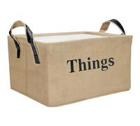 Belle Vous Panier de Rangement en Toile de Jute - 40 x 30 x 20cm - Panier tissé avec poignées pour la maison pour des Jouets Vêtements Livres Couvertures