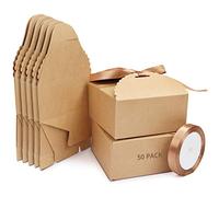 BELLE VOUS Petite Boite Cadeau Vide - Lot 50x Boite Carton Cadeau Anniversaire Mariage Fête Baptême en Kraft - Boîte a Cadeau Surprise Box Coffret pour Gateau Chocolat Dragees
