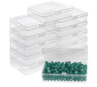 BELLE VOUS Petite Boite de Rangement Plastique Transparent avec Couvercle à Charnière (Lot de 12) - L11,2 x l8,3 x H2,8 cm - Mini Boite Rangement Plastique pour Pilules, Perles, Bijoux et Artisanat