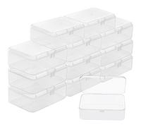 BELLE VOUS Petite Boite de Rangement Plastique Transparent avec Couvercle à Charnière (Lot de 12) - L9 x l6 x H3,3 cm - Mini Boite Rangement Plastique pour Pilules, Perles, Bijoux et Artisanat