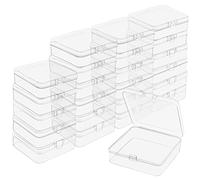 BELLE VOUS Petite Boite de Rangement Plastique Transparent avec Couvercle à Charnière (Lot de 24) - L8,3 x l8,3 x H2,8 cm - Mini Boite Rangement Plastique pour Pilules, Perles, Bijoux et Artisanat